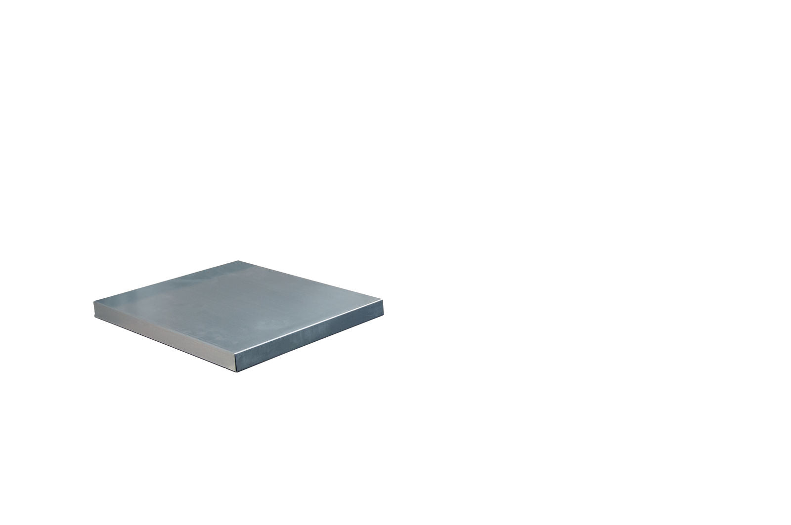 Rectangular metal platform on a white background