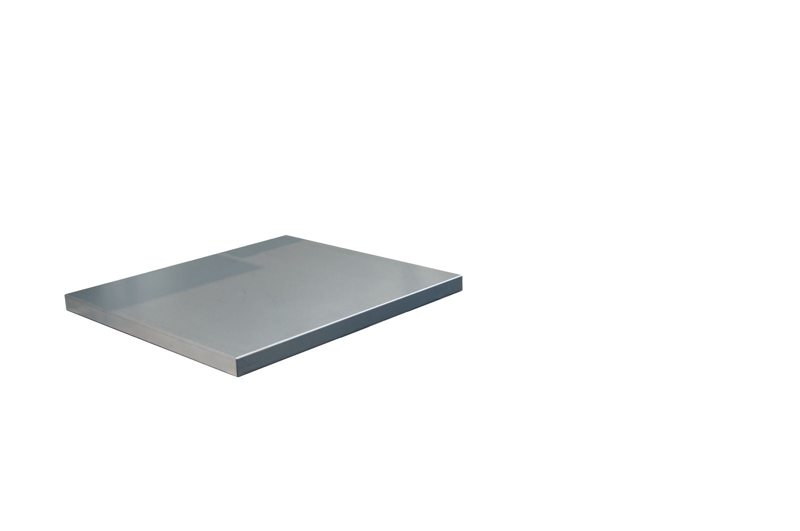 Rectangular metal tray on a white background