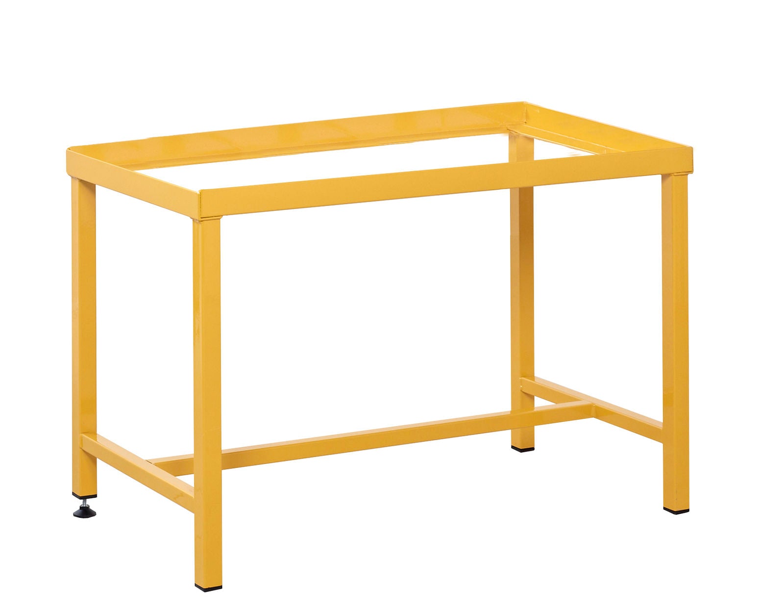 Yellow metal cupboard stand on a white background