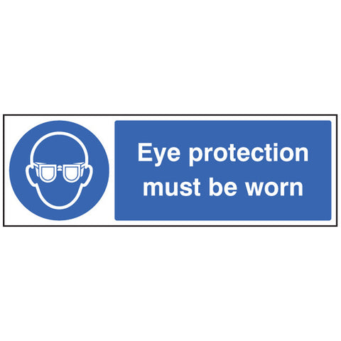 Eye protection must be worn sign to remind viewers that eye PPE is required before entering the area