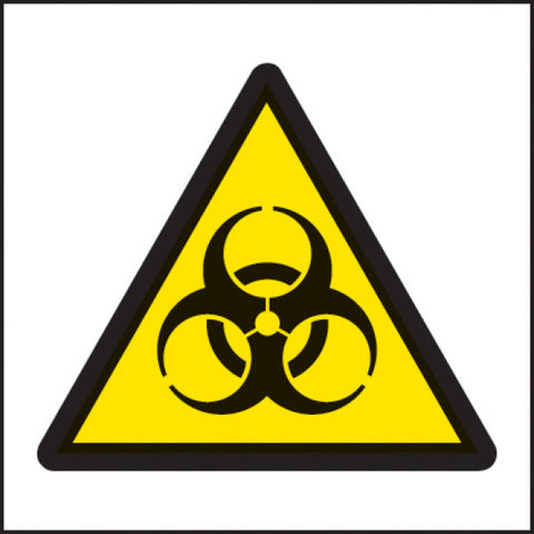 Self adhesive labels with the biological hazard symbol, for clearly indicating a biological hazard is present.