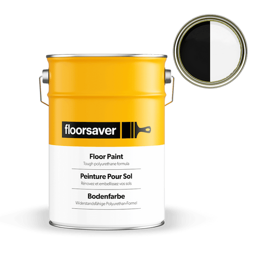 Packshot of Whites and Blacks Floor paint