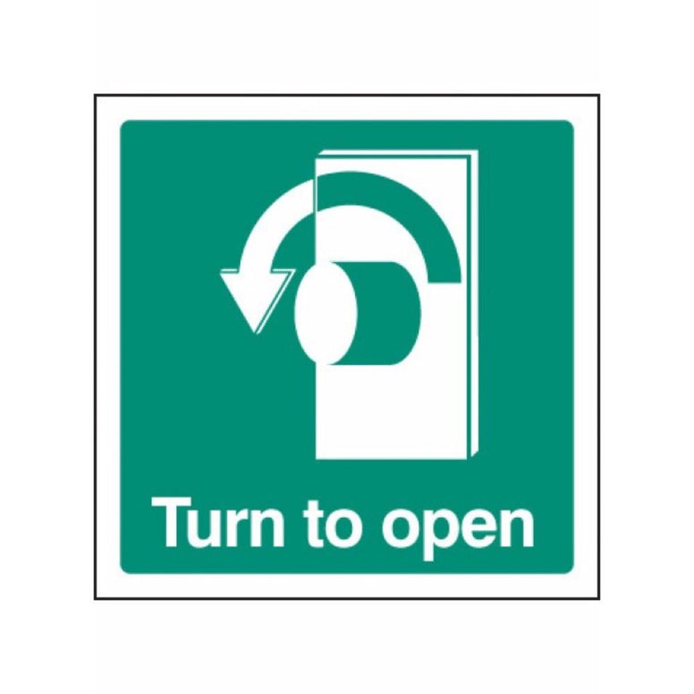 Turn to open - left sign from Floorsaver