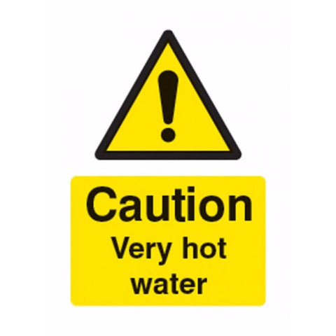 Caution very hot water sign from Floorsaver