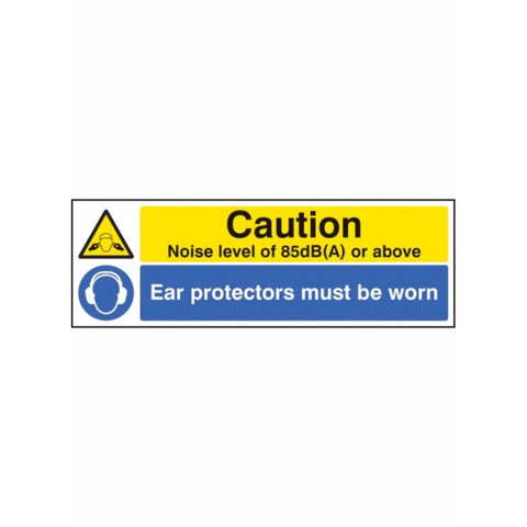 Noise level 85dB(A) ear protectors worn  sign from Floorsaver