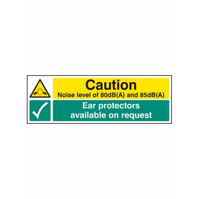 Noise level 80dB(A) & 85DB(A) ear protectors available on request sign from Floorsaver