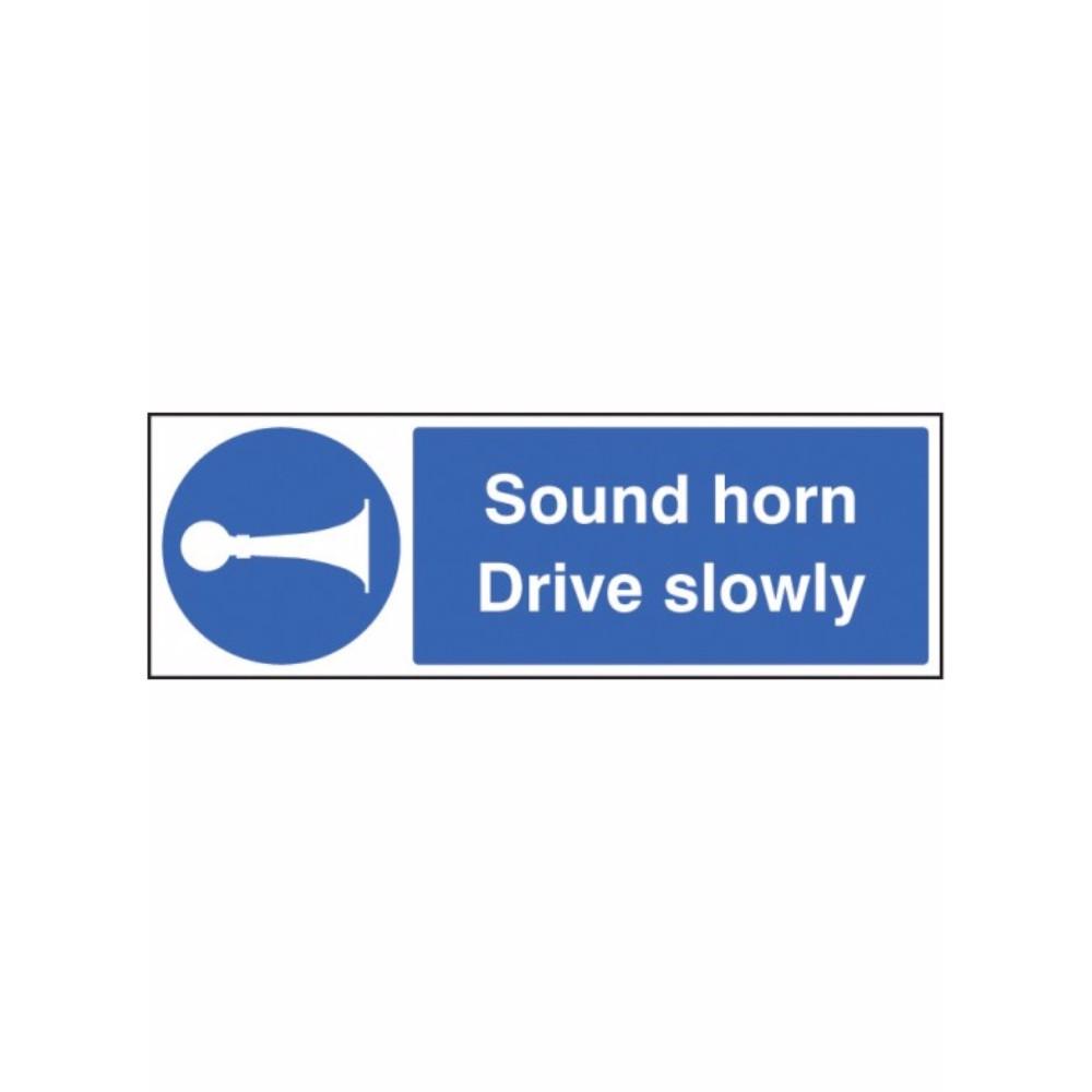 Sound horn drive slowly sign from Floorsaver