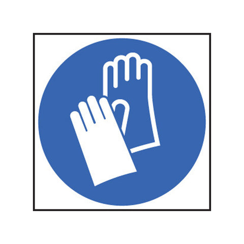 Sign showing the hand protection symbol to highlight that hand PPE is required in the area.