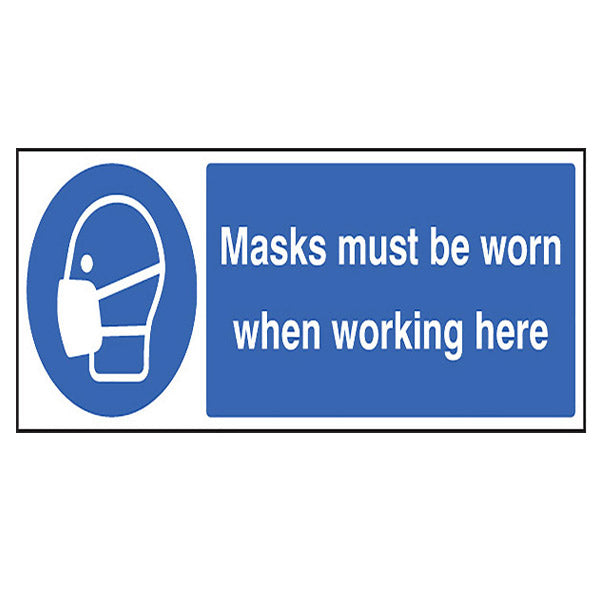 Sign showing the face mask protection symbol to remind viewers that face masks are required to be worn