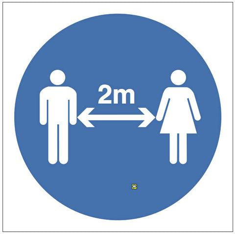 Social distancing marker with 2 metre distancing symbol.