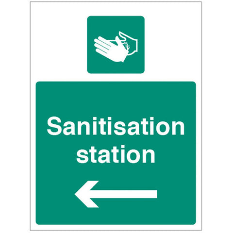 Sanitisation station sign to highlight hand hygiene area.