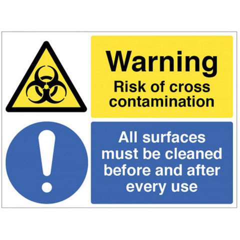 Risk of contamination sign in 4mm Fluted Polyproylene